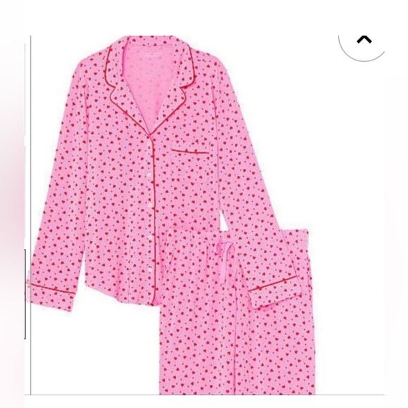 Victoria's Secret Pink Heart Dots Modal Long Pajama Set Size Large - Picture 4 of 7